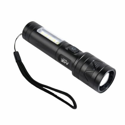 MZ M034 Zoomable with 3 Modes Flashlight, Super Bright 80W LED Light with 1200mAh Battery (Rechargeable LED Metal Torch)