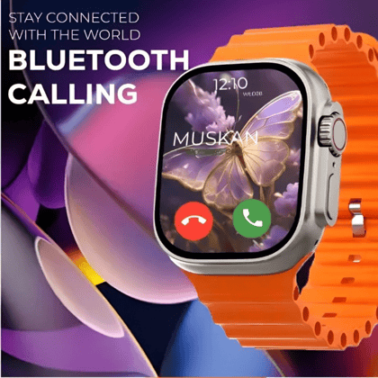 Orange Bluetooth Calling Smartwatch with HD Display & Fitness Tracking