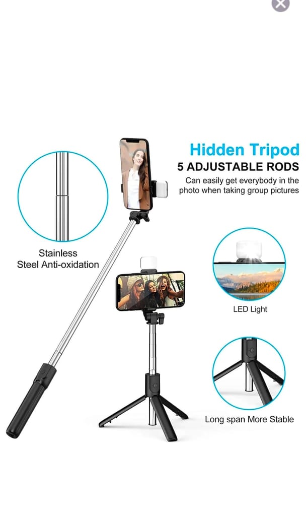 Detachable Bluetooth Remote Selfie Stick Tripod for Smartphones
