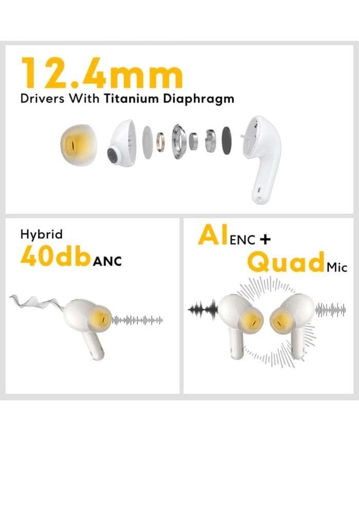 POCO Buds X1 ANC, AI ENC + Quad Mic, 36 Hrs Playtime Bluetooth Headset (Titanium, In the Ear)