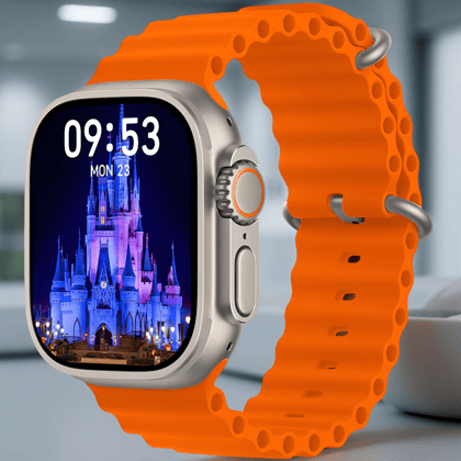Vibrant Orange Band Smartwatch with Advanced Health & Fitness Features
