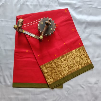 Pure Cotton Saree with Blouse - Red