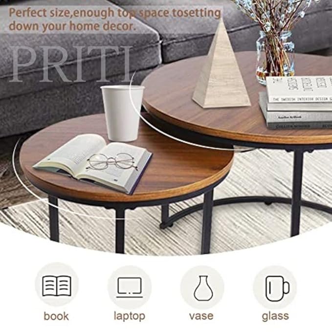 Nesting Side Tables with Chipboard Tops, Sturdy Metal Frame, Modern Industrial Design - Ideal for Living Room, Bedroom, Apartment, and More