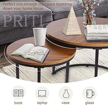 Nesting Side Tables with Chipboard Tops, Sturdy Metal Frame, Modern Industrial Design - Ideal for Living Room, Bedroom, Apartment, and More
