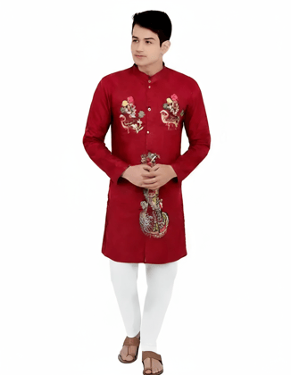 Classic Designed Kantha Stitched Pure Cotton Kurta for Men
