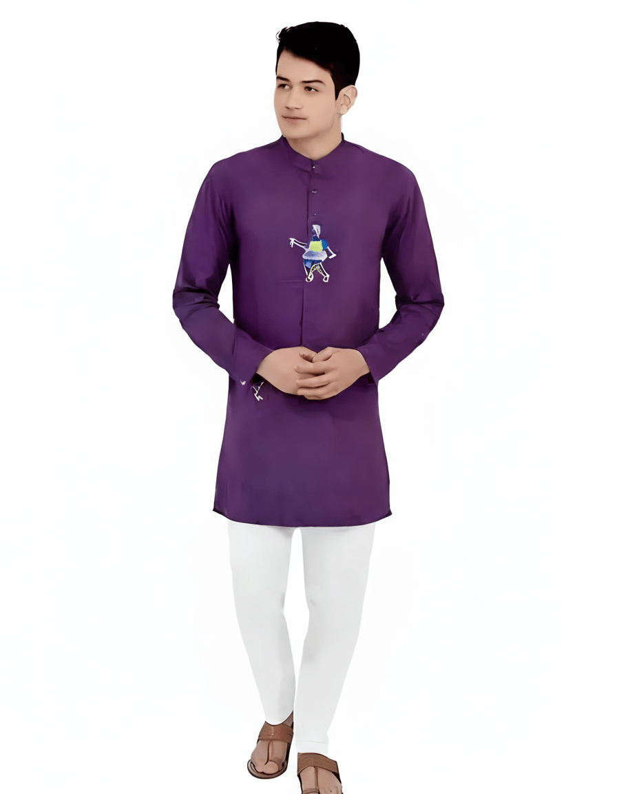 Classic Designed Kantha Stitched Pure Cotton Kurta for Men