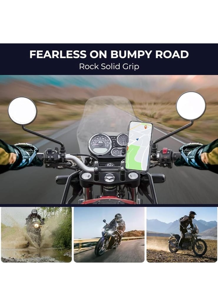 Motorcycle Phone Holder with Metal Construction for Bike Handlebars