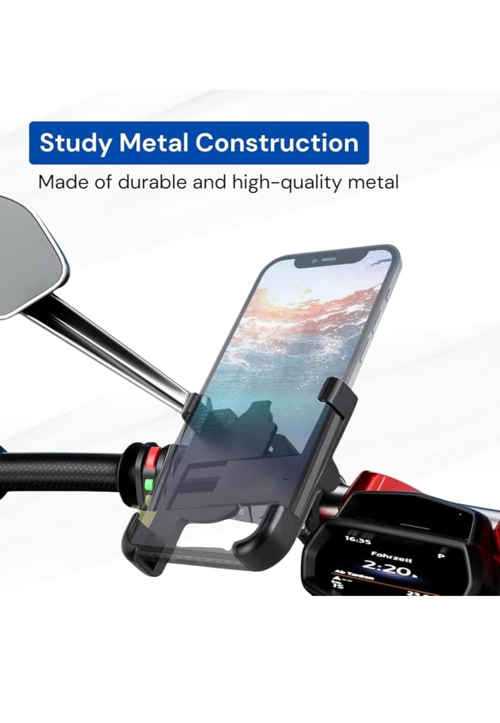 Motorcycle Phone Holder with Metal Construction for Bike Handlebars