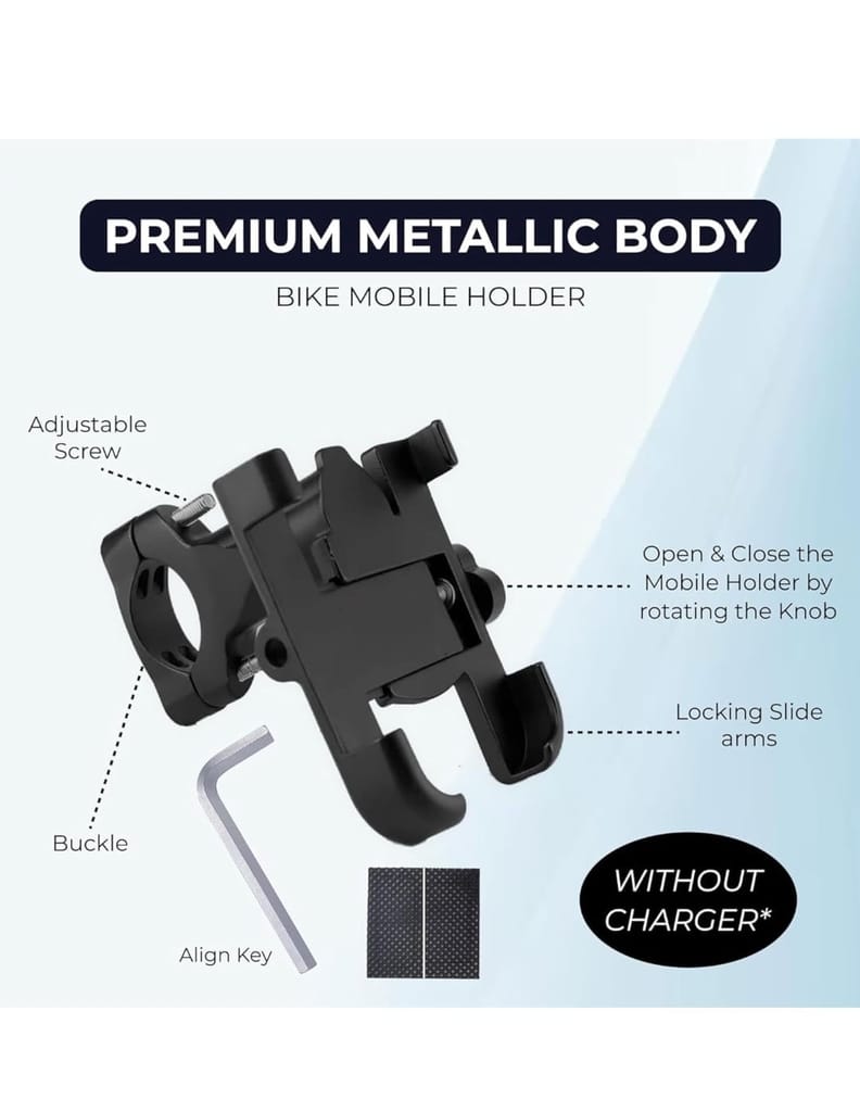Motorcycle Phone Holder with Metal Construction for Bike Handlebars