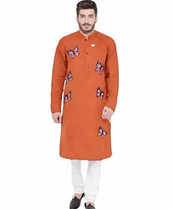 Classic Nature Designed Fabric Printed Pure Cotton Kurta for Men