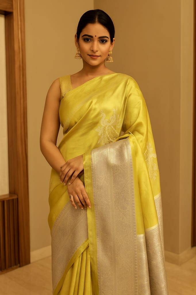 Pastel Yellow Kosa X Tussar Saree - Sarees | Buy online on ZillyBuy