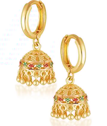 Vighnaharta Golden Stud Earrings ( Pack of 1 )