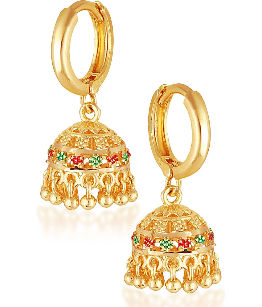 Vighnaharta Golden Stud Earrings ( Pack of 1 )