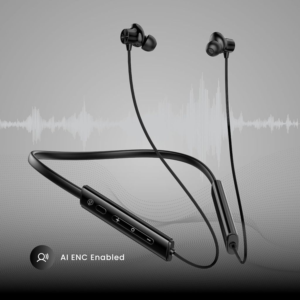 OOGE Tune 21 Wireless Neckband  – Bluetooth 5.3, 40 Hours Playtime, Type-C Fast Charging, AI ENC Noise Cancellation, Magnetic Earbuds, IPX3 Water Resistant, 1500-Hour Standb