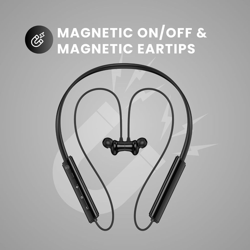 OOGE Tune 21 Wireless Neckband  – Bluetooth 5.3, 40 Hours Playtime, Type-C Fast Charging, AI ENC Noise Cancellation, Magnetic Earbuds, IPX3 Water Resistant, 1500-Hour Standb