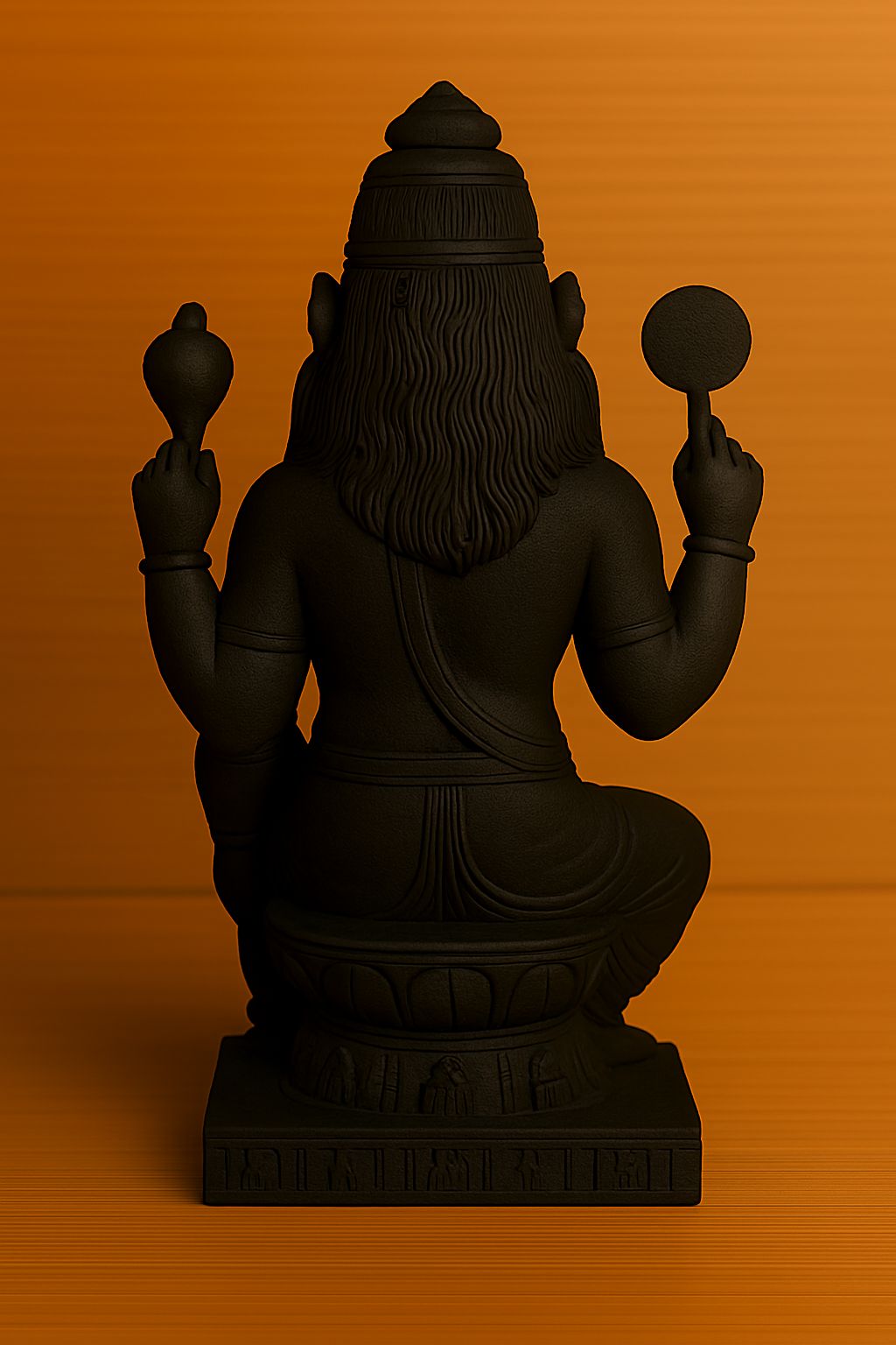Textured Black Stone Finish Hindu God Idol Statue for Pooja Room & Home Decor