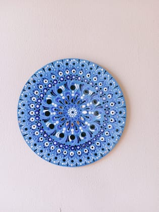 Vibrant Blue Mandala Dot Art Wall Decor Plate - Hand-Painted Spiritual Home Accent Vibrant Blue Mandala Dot Art Wall Decor Plate - Hand-Painted Spiritual Home Accent