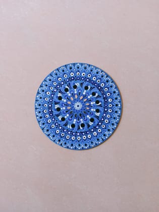 Vibrant Blue Mandala Dot Art Wall Decor Plate - Hand-Painted Spiritual Home Accent