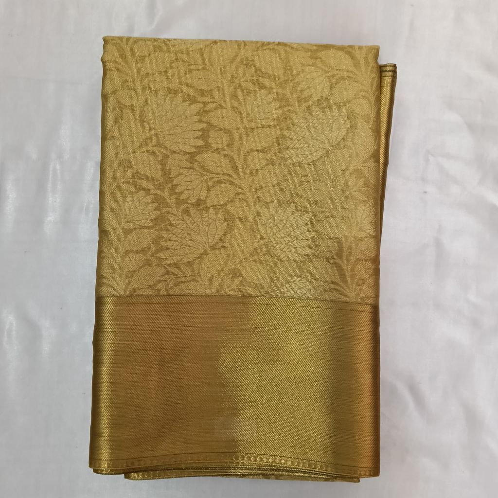 Bridal Tissue Cotton Saree with Blous - Gold