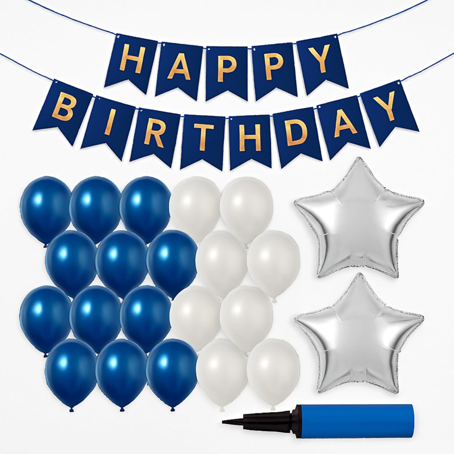 Saffron Shelf Happy Birthday Decoration Kit ( blue and white )