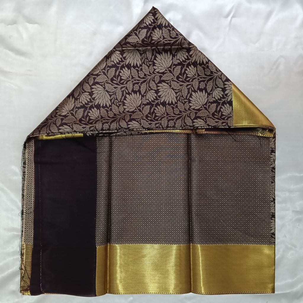 Bridal Tissue Cotton Saree with Blouse - Brown