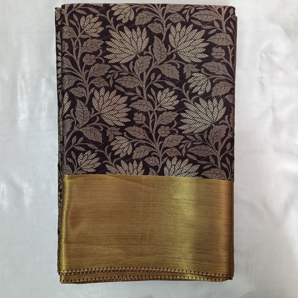 Bridal Tissue Cotton Saree with Blouse - Brown