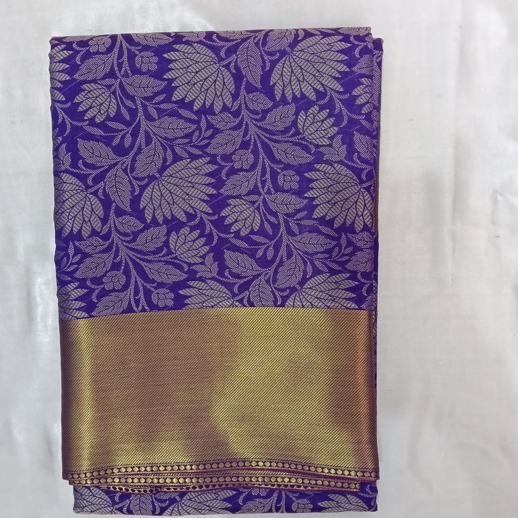 Bridal Tissue Cotton Saree with Blouse Violet