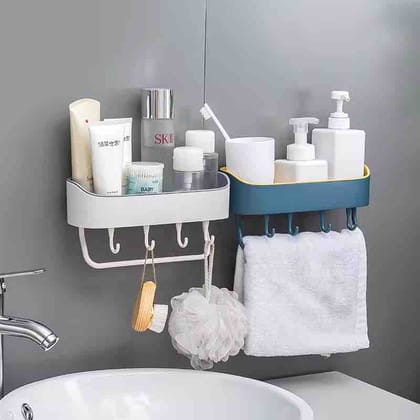 2 in1 Bathroom Shelf Organiser +Towel Hanger ( 1 Pcs )