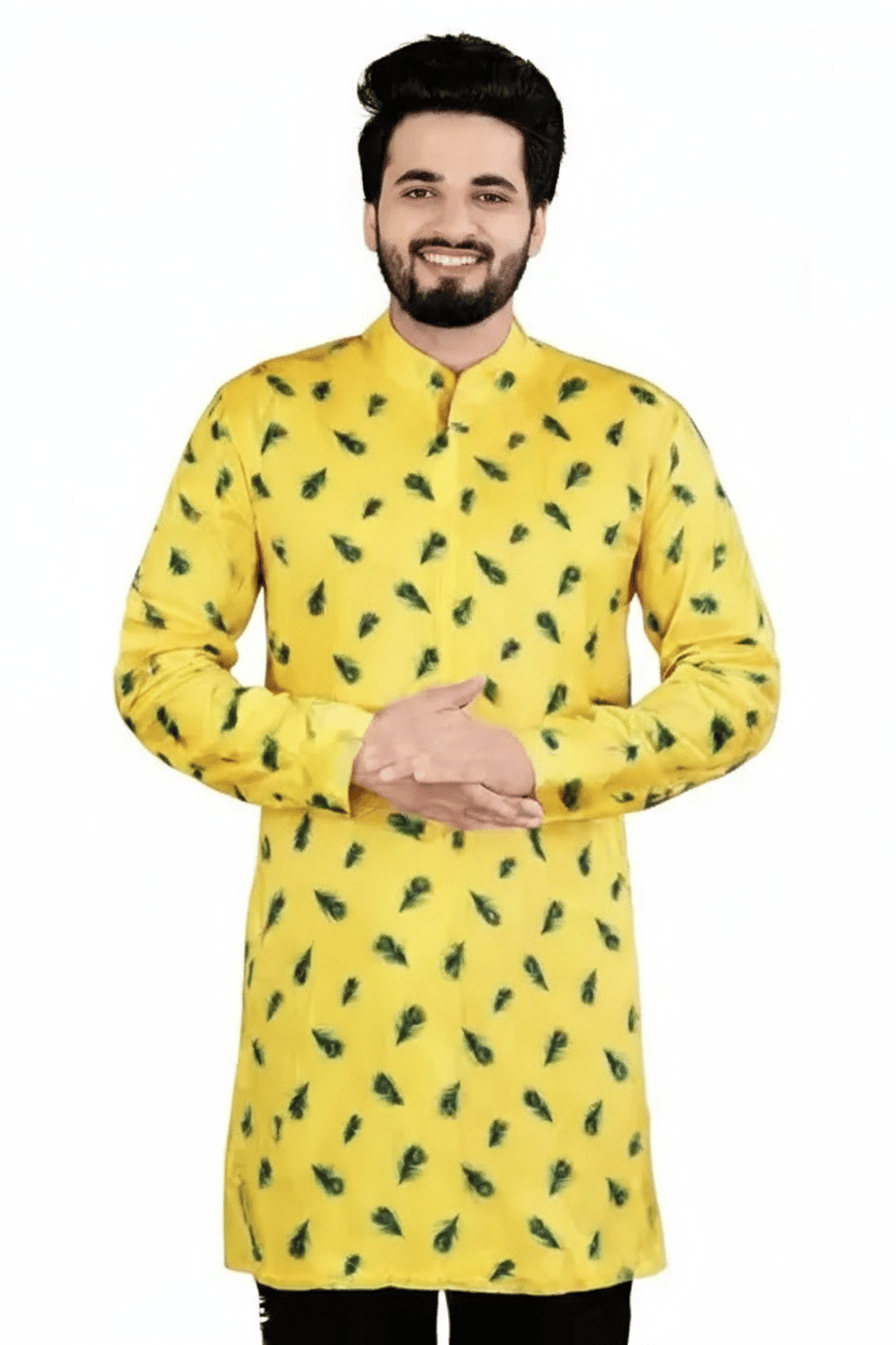Fashionable Mayur Pankh Printed Pure Cotton Kurta for Men