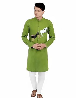 Classic Vintage Designed Fabric Printed Pure Cotton Kurta for Men