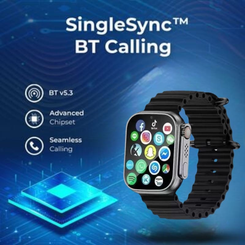 Premium Gold Frame Smartwatch with Black Silicone Strap & Fitness Tracker