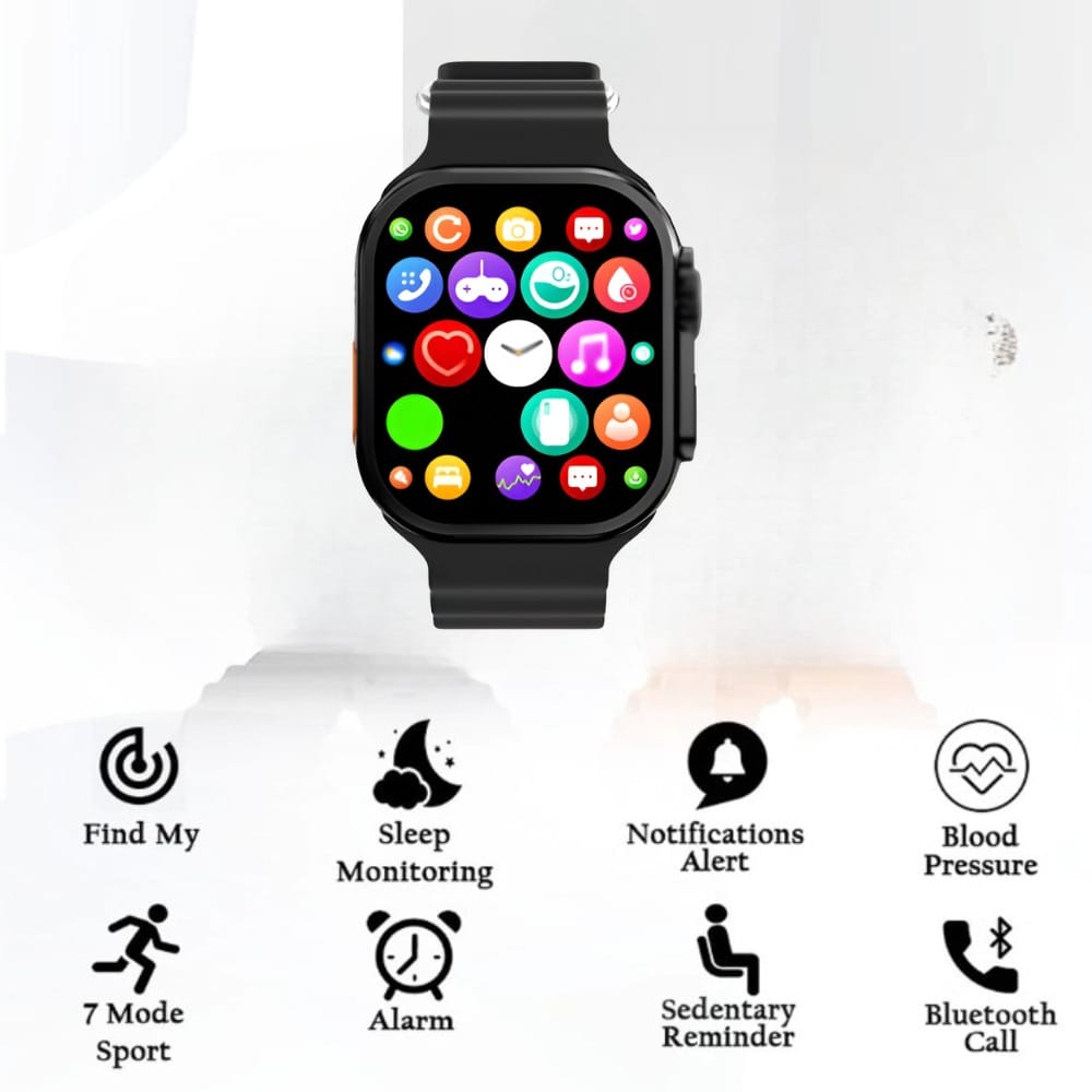 Black Smartwatch with Bluetooth Calling, Fitness & Health Tracking, Multi-Sport Modes
