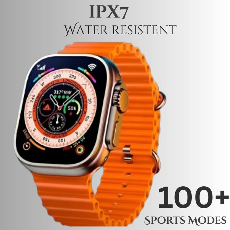 IPX7 Water Resistant Smartwatch with 100+ Sports Modes & Orange Band