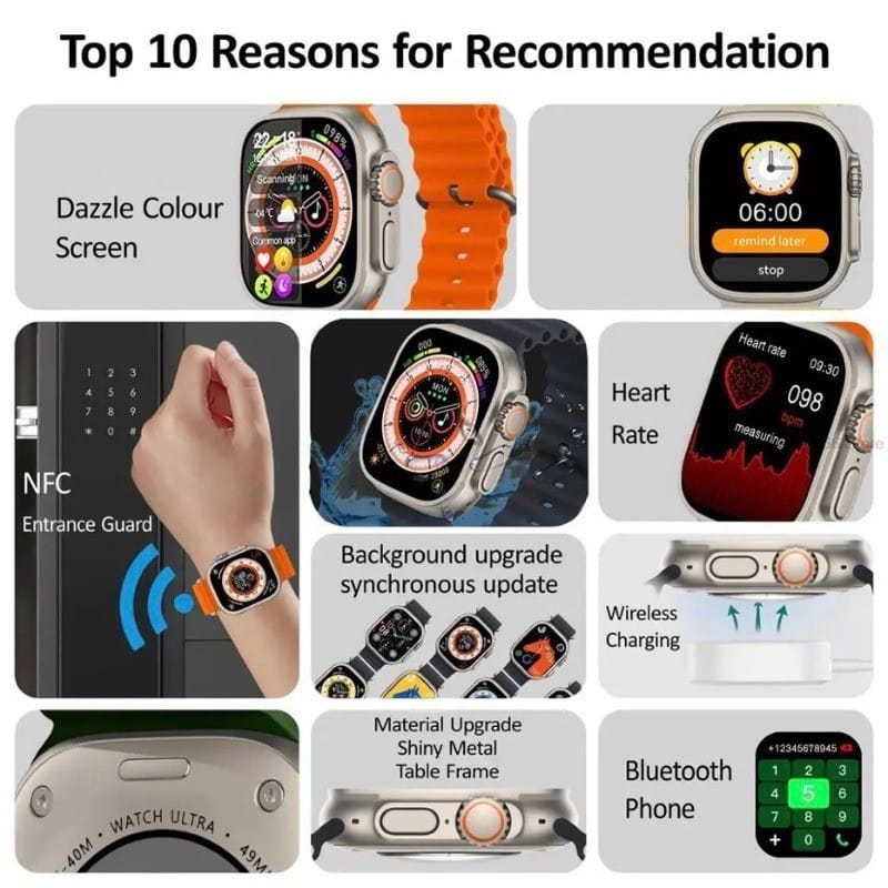 NO.1 Smartwatch Series S8 Ultra Max with 2.2 Inch Display and IPX68 Water Resistance