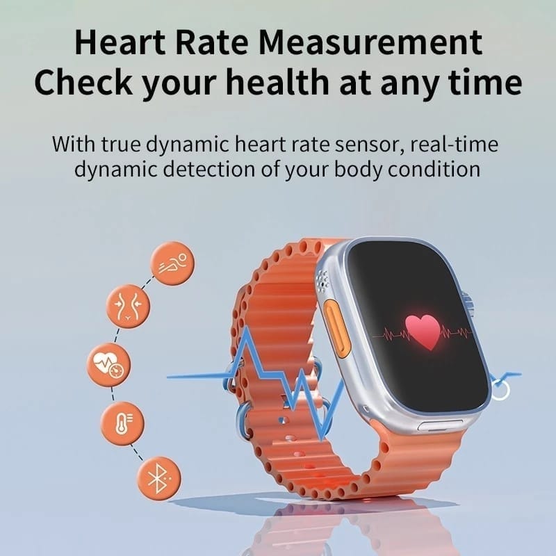 High-Performance Smartwatch with Bold Orange Silicone Band