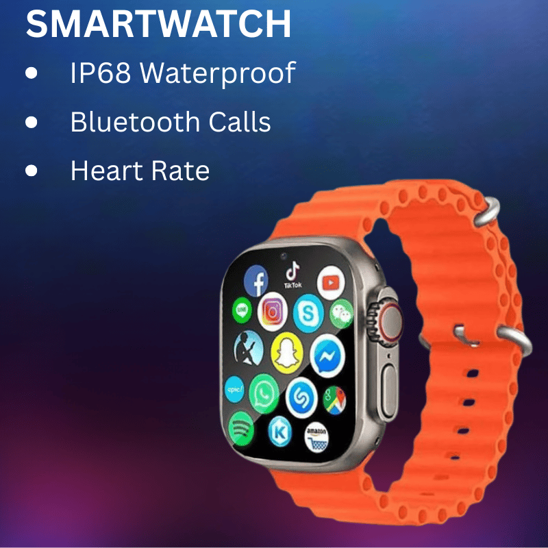 Smartwatch with IP68 Waterproof, Bluetooth Calls & Heart Rate Tracking