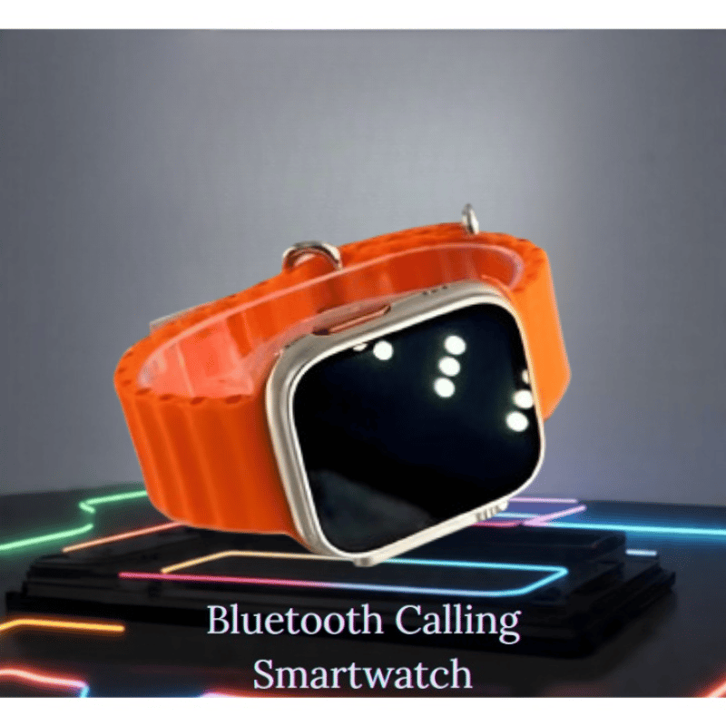 Bluetooth Calling Smartwatch with Orange Silicone Strap