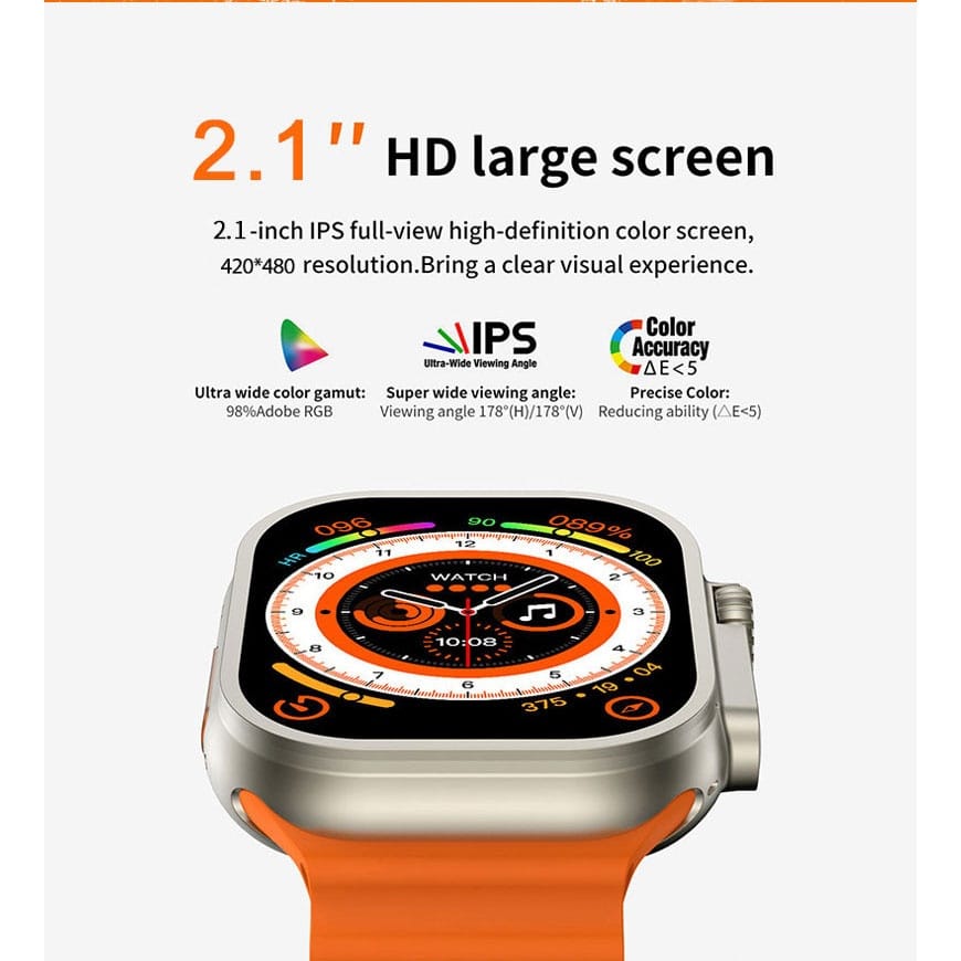 Bluetooth Calling Smartwatch with Orange Silicone Strap