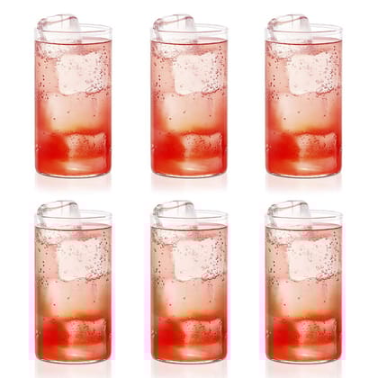 Borosil 350ml 6pc Vision Transparent Large Glass Set | Made in India Borosilicate Glass Tumblers for Drinking Water, Cold Drinks | Flame Proof, Microwave & Dishwasher Safe