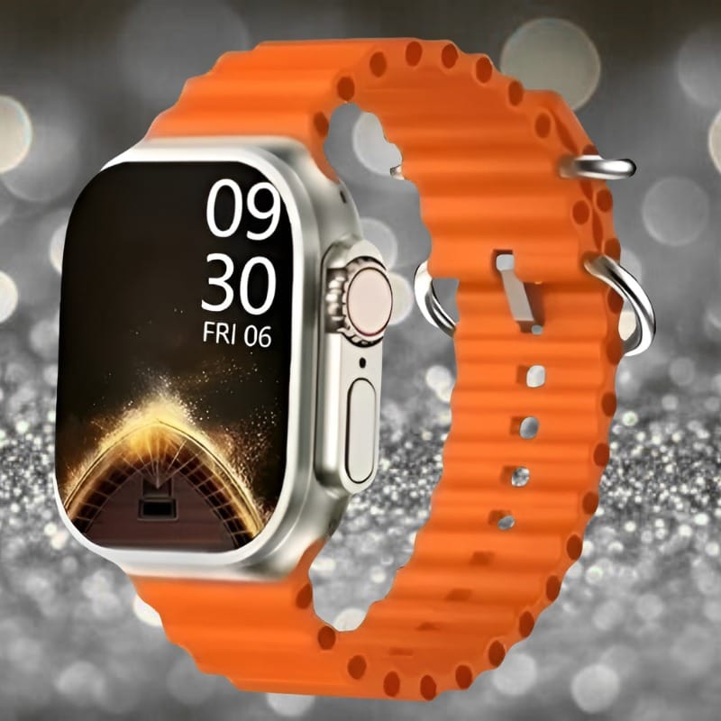 Premium Smartwatch with Vibrant Orange Silicone Band