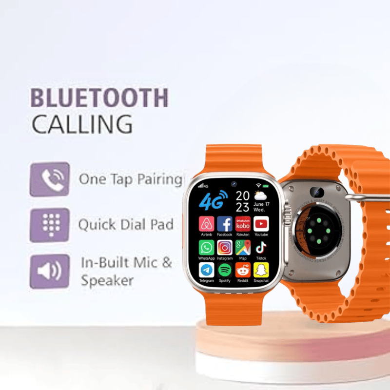 Premium Smartwatch with Vibrant Orange Silicone Band