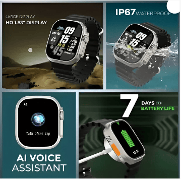 Smartwatch With Vibrant App Display & Black Silicone Strap