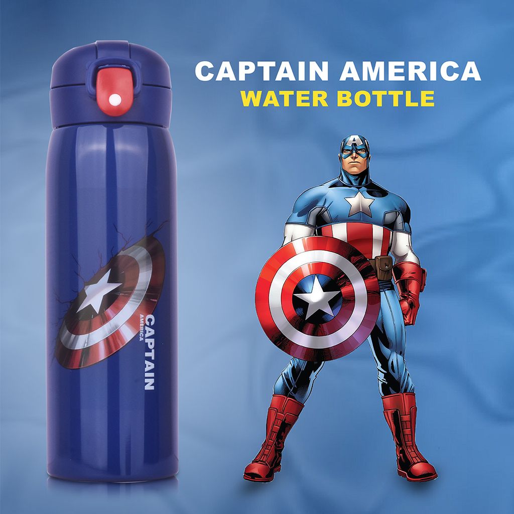 Captain America Water Bottle | Captain America Bottle | Captain America Drink Bottle| Captain America Hot Water Bottle | Captain America Sipper | Captain Marvel Water Bottle | Stainless Steel Water Bottle For Kids