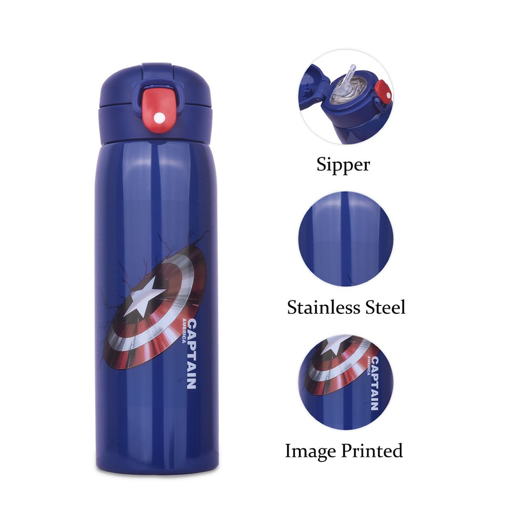 Captain America Water Bottle | Captain America Bottle | Captain America Drink Bottle| Captain America Hot Water Bottle | Captain America Sipper | Captain Marvel Water Bottle | Stainless Steel Water Bottle For Kids