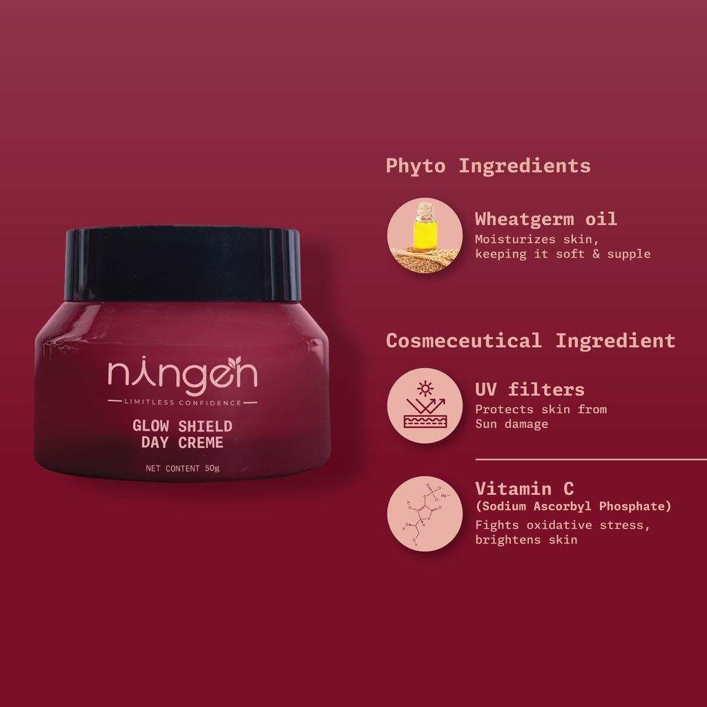 Glow Shield Day Creme | Daily Lightweight SPF Moisturizer with Vitamin C & Wheatgerm Oil