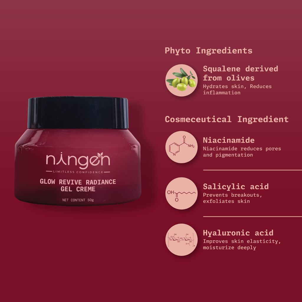 Glow Revive Radiance Gel Creme – Gel Cream with Hyaluronic Acid, Niacinamide & Squalane