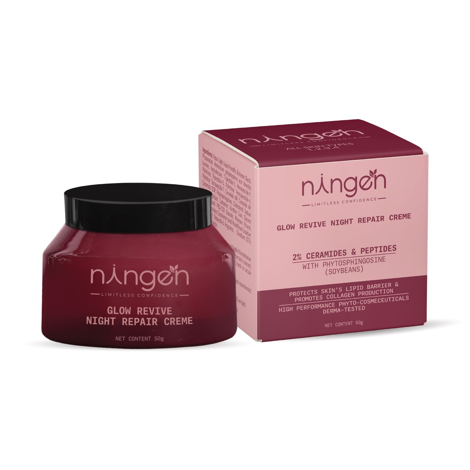 Glow Revive Night Repair Creme – Non-Greasy Night Cream with Palmitoyl Pentapeptide-4, Ceramide EOP & Phytosphingosine