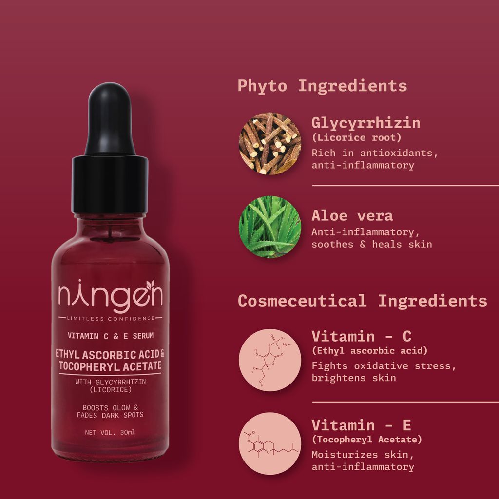 Ningen Vitamin C & E Face Serum – Glow Boosting Serum | Helps with Uneven skin Tone