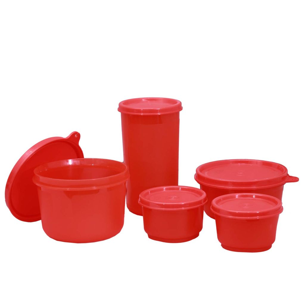 Jaypee Plus Ultima Microwave Safe Plastic Container Set Of  5 Pieces, Red