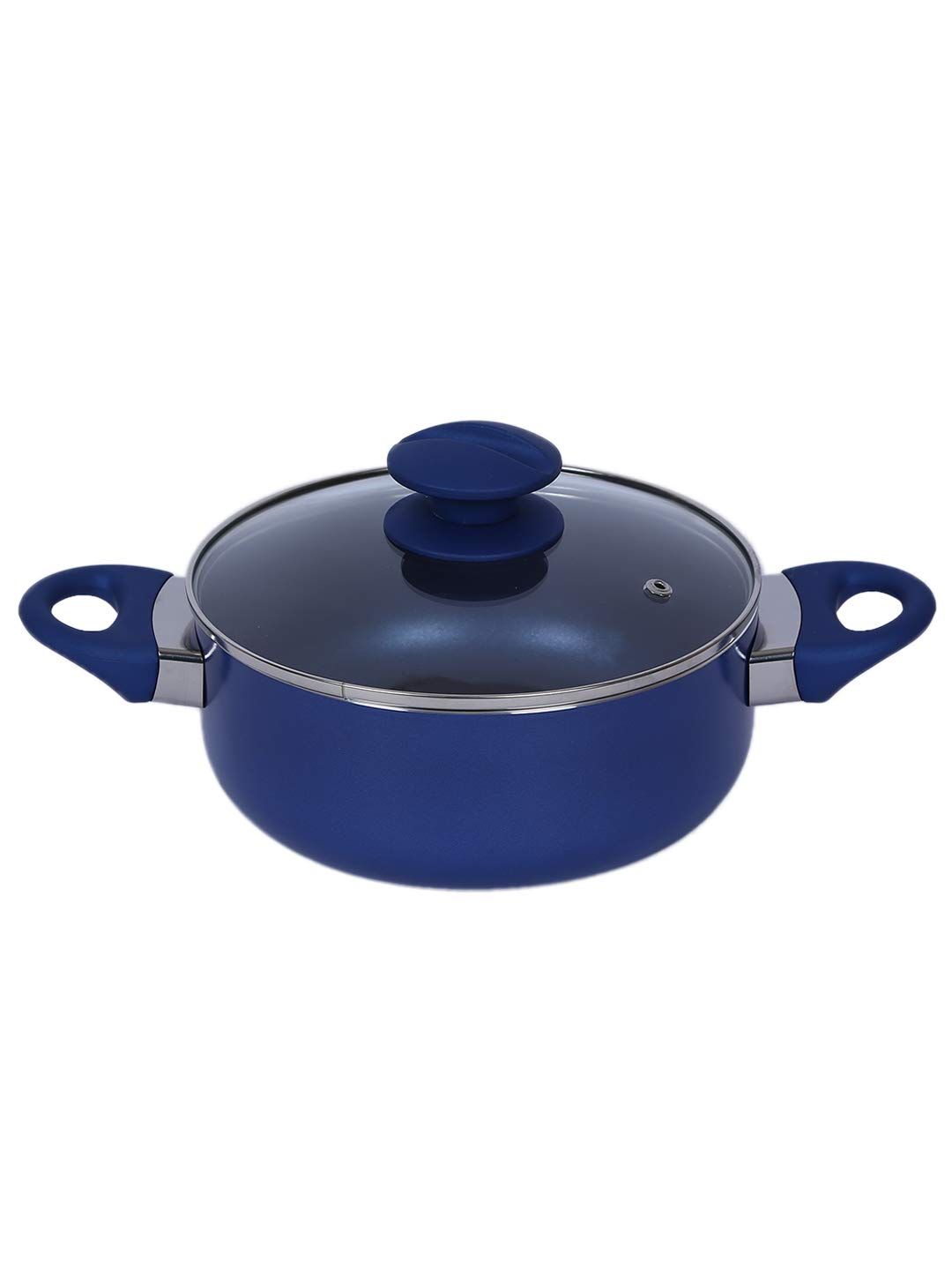 BERGNER Diamanti Aluminum Casserole with Lid, 20Cm, Blue,Non-Stick, 2.5 Liter
